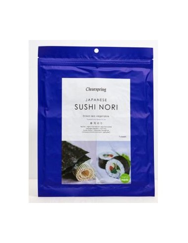 alga nori para sushi 7 hojas clearspring
